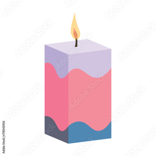 Glowing candle on white bac...