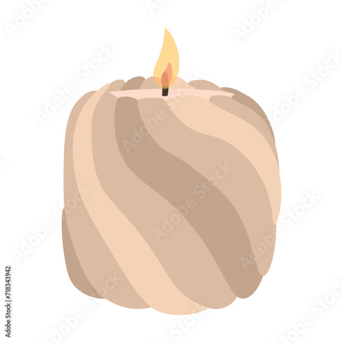 Glowing candle on white bac...