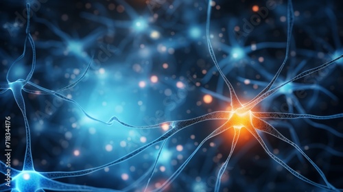 Interconnecting Neural Brain Nerve Cells Through Synapses Generative AI © Alex