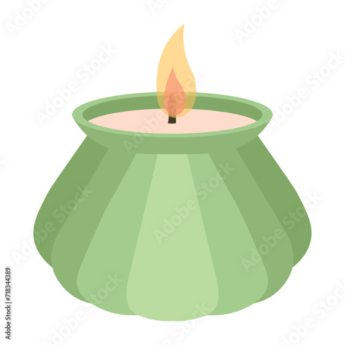 Glowing candle on white background