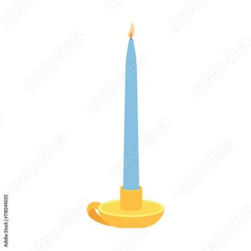 Glowing candle on white background