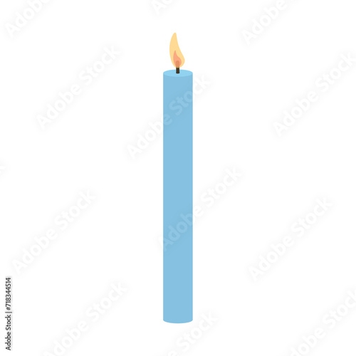 Glowing candle on white background
