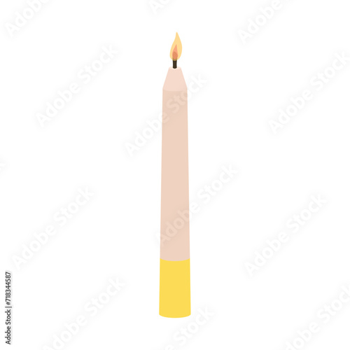 Glowing candle on white bac...
