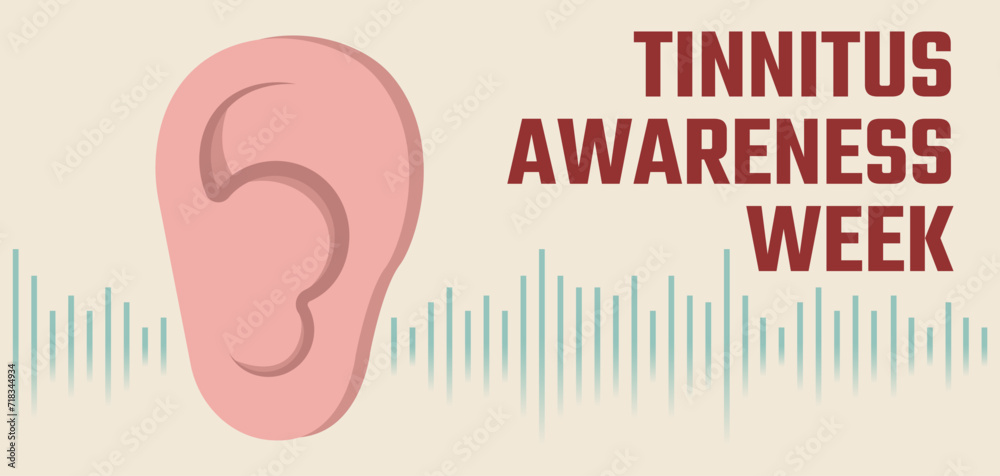 Fototapeta premium Banner for Tinnitus Awareness Week with human ear