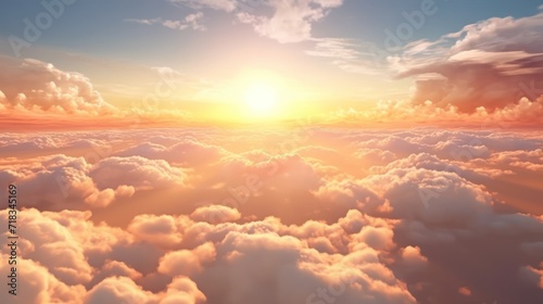  the sun shines brightly above the clouds in this view of a large body of water with a body of water in the foreground.