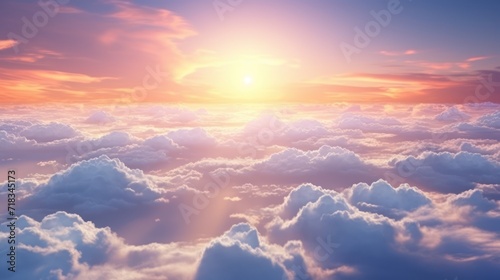  the sun shines brightly above the clouds in this view of a large area of land that is covered in clouds.