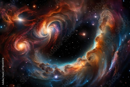 a cosmic background  with swirling galaxies  nebulae  and celestial bodies  creating a mesmerizing tapestry of the universe