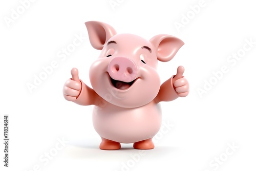pig show thumb up sigh isolated on white background