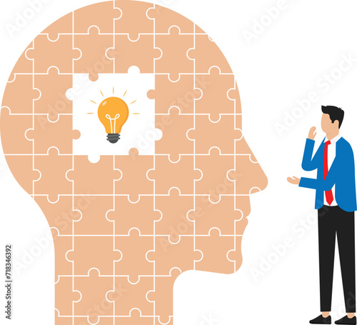 idea in head of the puzzles, creative idea for business success concept
