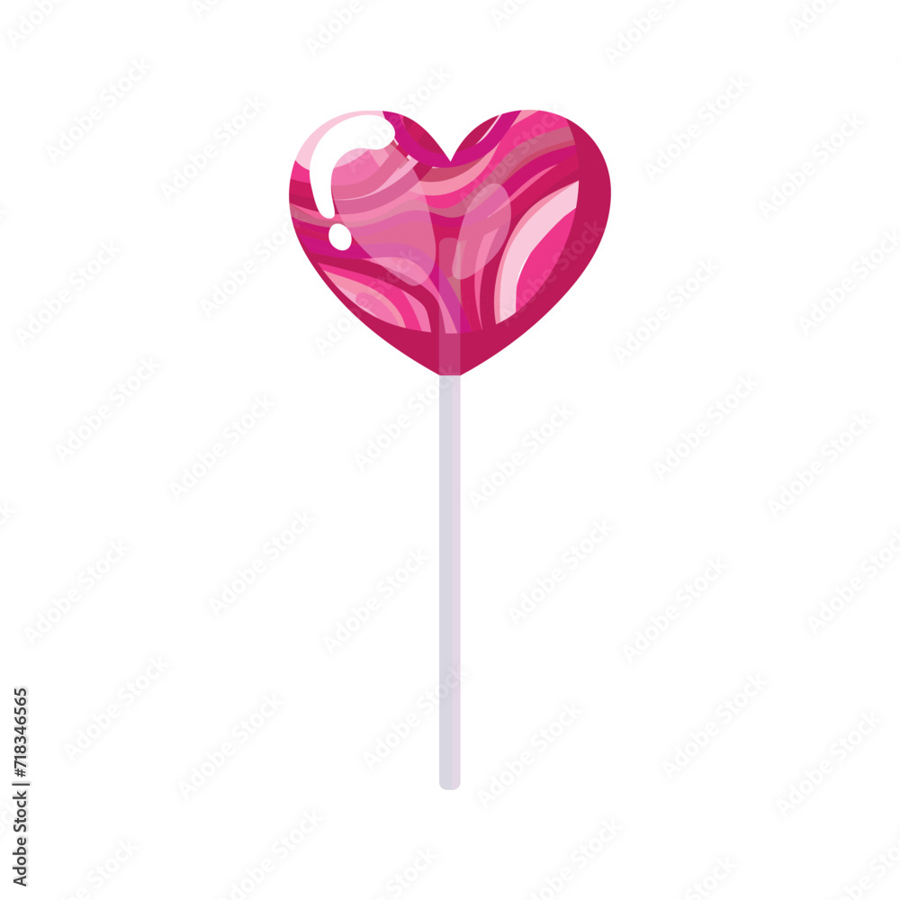 Sweet lollipop in shape of heart on white background Sweet lollipop in shape of heart on white background