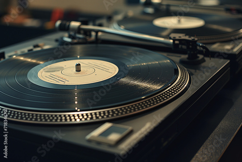 an retro turntable on a black background