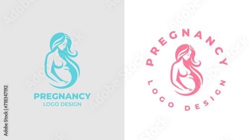 Pregnant woman logo desgn vector, Pregnancy logo Design Vector, woman pregnant Idea logo design inspiration Pregnancy healthcare minimal logo design template, maternity logo.