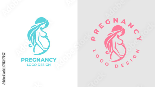 Pregnant woman logo desgn vector, Pregnancy logo Design Vector, woman pregnant Idea logo design inspiration Pregnancy healthcare minimal logo design template, maternity logo.
