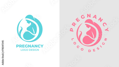 Pregnant woman logo desgn vector, Pregnancy logo Design Vector, woman pregnant Idea logo design inspiration Pregnancy healthcare minimal logo design template, maternity logo.