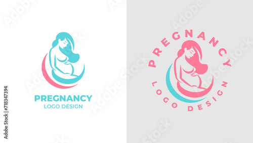 Pregnant woman logo desgn vector, Pregnancy logo Design Vector, woman pregnant Idea logo design inspiration Pregnancy healthcare minimal logo design template, maternity logo.