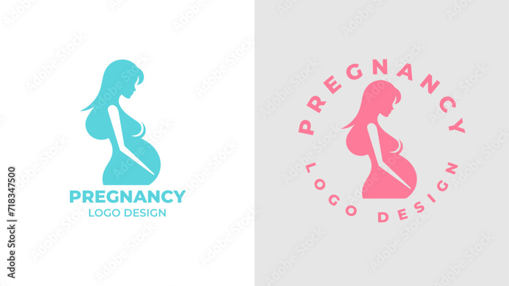 Pregnant woman logo desgn vector, Pregnancy logo Design Vector, woman pregnant Idea logo design inspiration Pregnancy healthcare minimal logo design template, maternity logo. - obrazy, fototapety, plakaty 