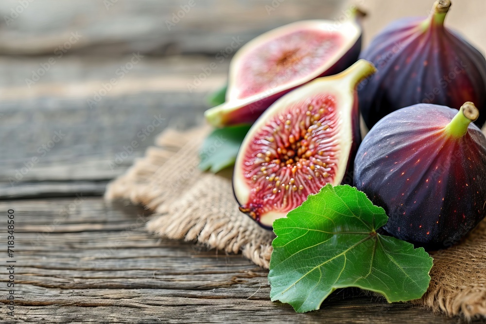 Assorted Figs Arranged on Rustic Wooden Table, Close-Up Photo Assorted Figs Arranged on Rustic Wooden Table, Close-Up Photo