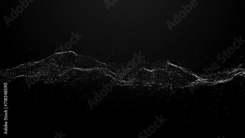 Digital dynamic wave. Abstract futuristic background with dots and lines. Big data visualization. 3D rendering.