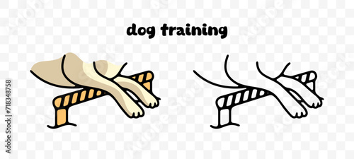 Dog training and jumping over obstacle, graphic design. Sports competitions of dogs, animal and pet, vector design and illustration