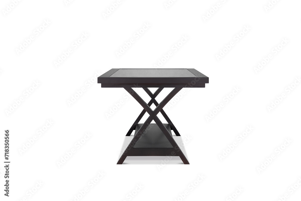 Small mirror wooden coffe table isolated on a white background Small mirror wooden coffe table isolated on a white background