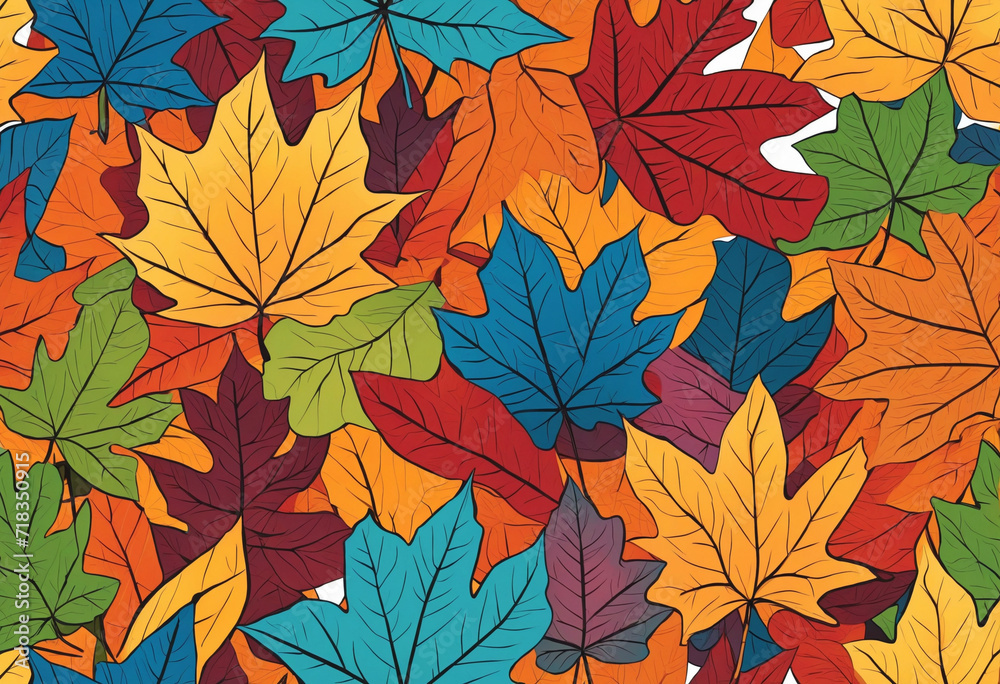 Colorful Geometric Fall Foliage Art
