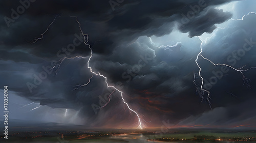 Electric Rage: Illustration Conveying the Intense and Unpredictable Nature of Anger Through a Stormy Sky - AI