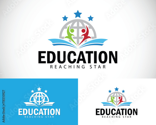 education logo creative world smart reaching star design concept foundation