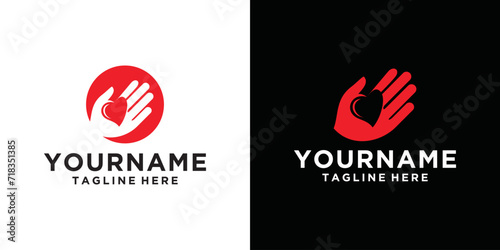 giving love logo design template. logo for compassion, charity, protection of orphans photo