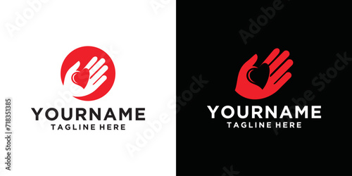 giving love logo design template. logo for compassion, charity, protection of orphans