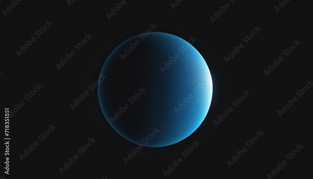 Abstract Moonrise Poster Design with Glowing Blue Gradient Sphere and Grainy Noise Texture on Black Background