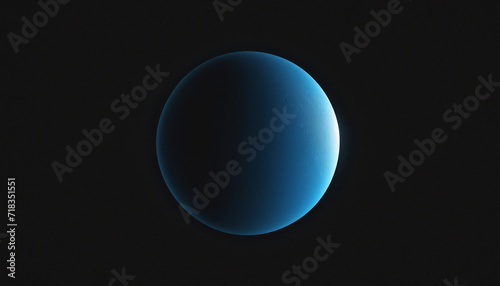 Abstract Moonrise Poster Design with Glowing Blue Gradient Sphere and Grainy Noise Texture on Black Background