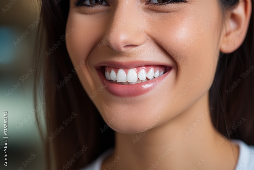 closeup of a healthy smile with perfect white teeth of a beautiful young woman