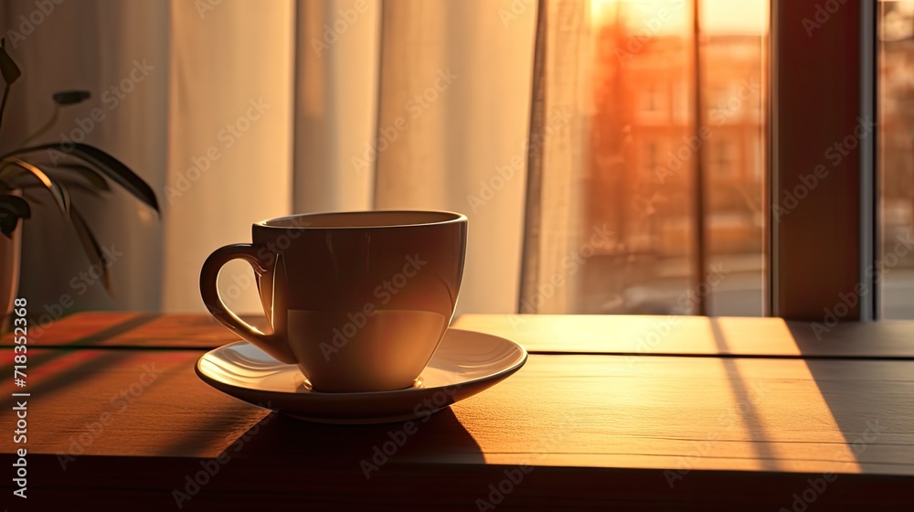 table and cup in a nature background interact with the environment, details of the scene including the texture of the table, steam rising from the tea, and distant elements of the mountain landscape table and cup in a nature background interact with the environment, details of the scene including the texture of the table, steam rising from the tea, and distant elements of the mountain landscape