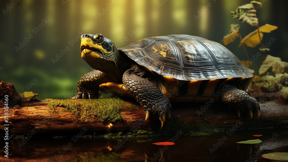 Turtle Heosemys Annandale a large turtle on a tree Turtle Heosemys Annandale a large turtle on a tree