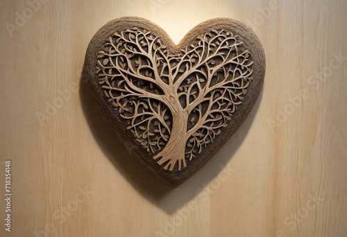 Heart carved on tree - Nature backdrop for health and sustainability
