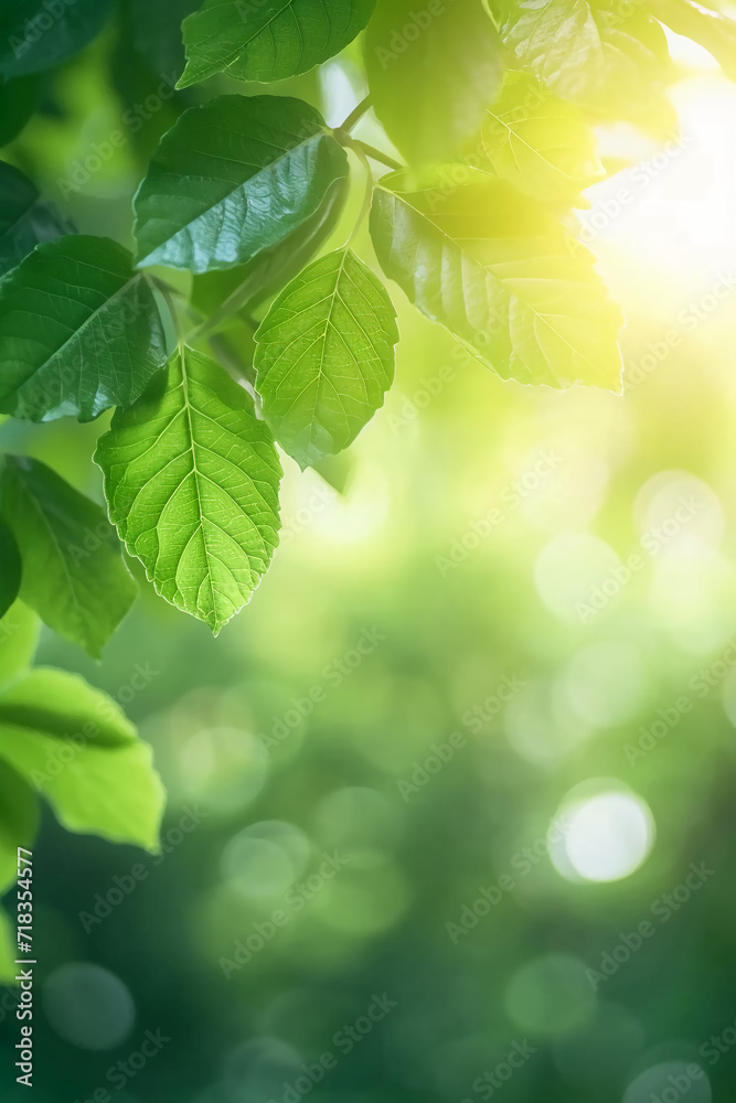 Beautiful nature view of green leaf on blurred greenery background in garden and sunlight. AI generative Beautiful nature view of green leaf on blurred greenery background in garden and sunlight. AI generative