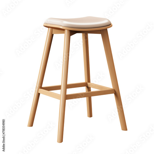 Bar stool. Scandinavian modern minimalist style. Transparent background, isolated image.