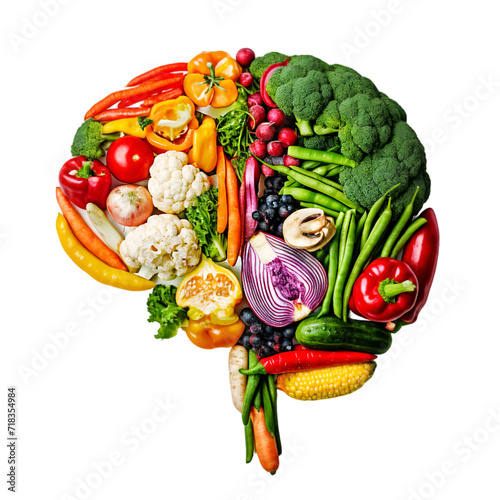 Vegetable Brain: A Creative Concept of Healthy Mind isolated
