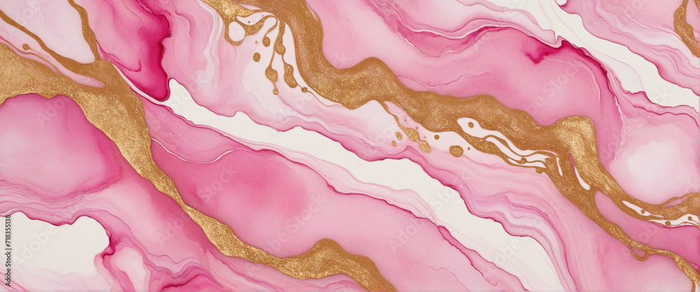Pink and Gold Alcohol Ink Background