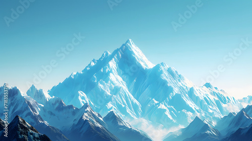 landscape in the winter, majestic, snow-capped, mountain range, standing tall, clear blue sky, grandeur, awe, landscape, nature, scenery, majestic mountains, towering peaks, breathtaking view, panoram