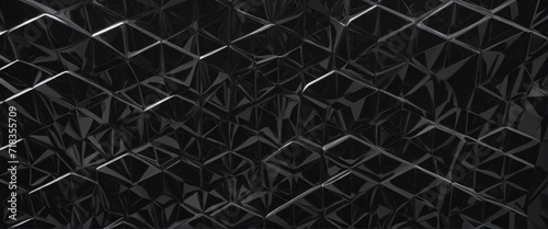 Three-dimensional rendering of a black abstract structure