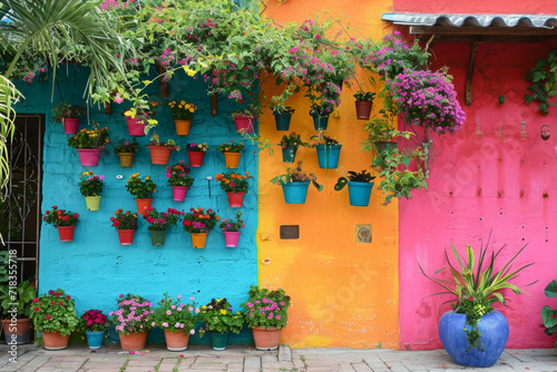 Typical architecture of Mexican colonial colorful houses in historic city center © Eliya