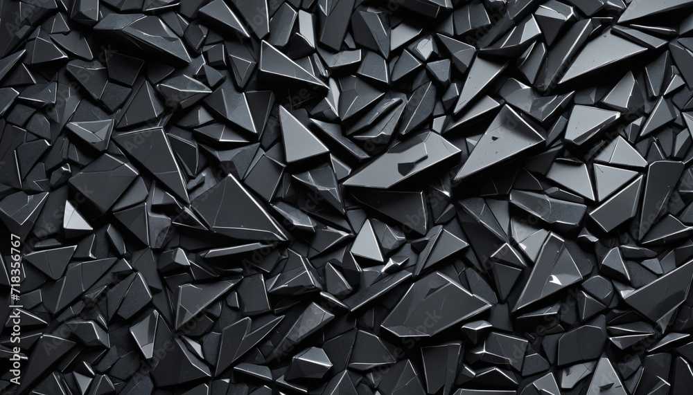 Fragmented dark abstract background in 3d render illustration. - obrazy, fototapety, plakaty 