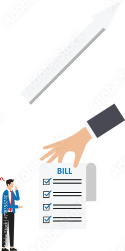 Businessmen have a headache with a large number of invoices concept, 
