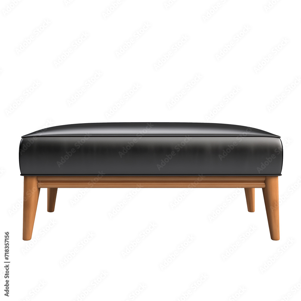 Bench Ottoman. Scandinavian modern minimalist style. Transparent background, isolated image. Bench Ottoman. Scandinavian modern minimalist style. Transparent background, isolated image.