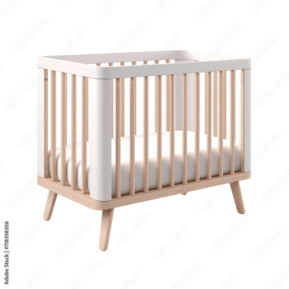 Crib. Scandinavian modern minimalist style. Transparent background, isolated image. Crib. Scandinavian modern minimalist style. Transparent background, isolated image.