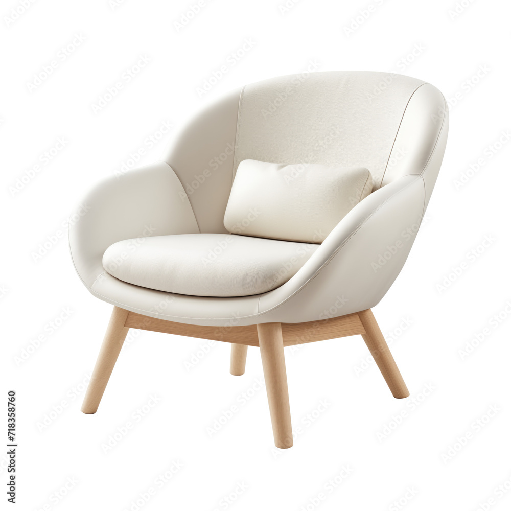 Eggshell white Chair. Scandinavian modern minimalist style. Transparent background, isolated image. Eggshell white Chair. Scandinavian modern minimalist style. Transparent background, isolated image.