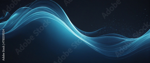 Abstract luminous azure wave against deep cerulean backdrop with textured grain - ideal for banners, posters, or headers