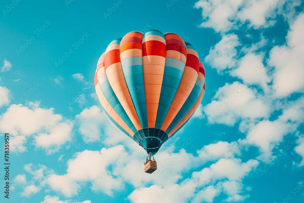 Fototapeta premium colorful hot air balloon floating in the sky, symbolizing adventure and freedom.