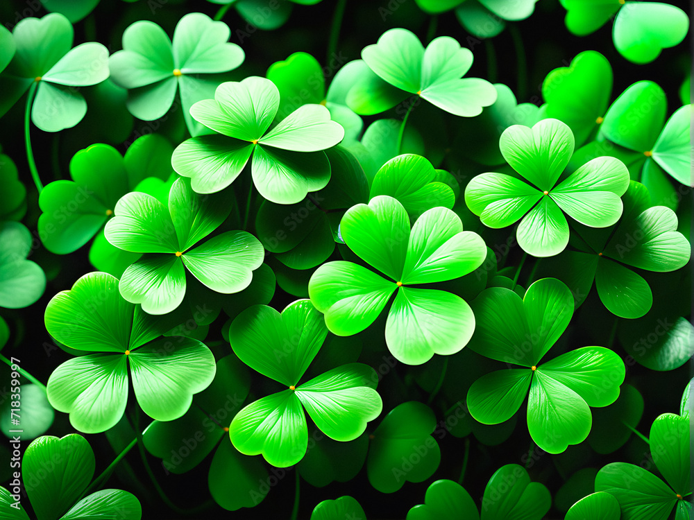 Lush Green Clovers: A Captivating Image Showcasing the Symbol of Ireland, Often Adorned in Decorations and Attire During St. Patrick's Day Celebrations. generative AI